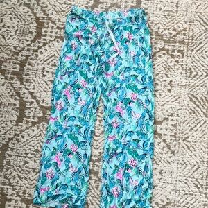 Lilly Pulitzer Blue and Pink Pajama Set Vibrant Floral Print